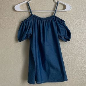 Off the shoulder denim blouse